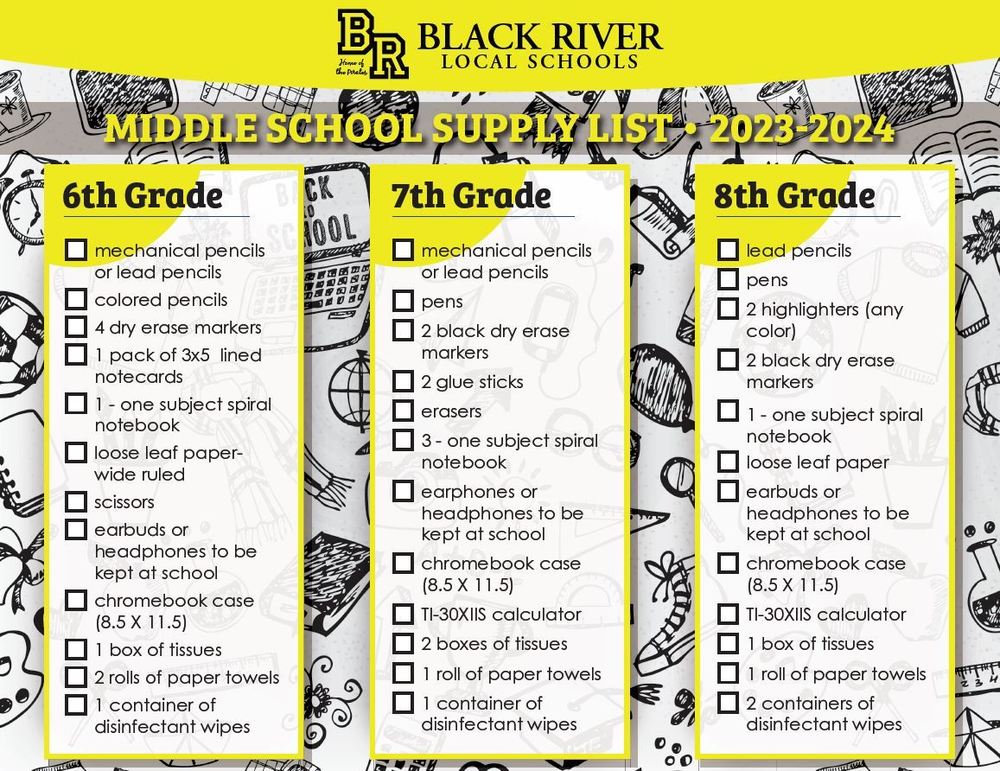 BRMS Supply List Middle School